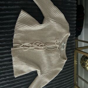 Reformation Cream Ribbed Cardigan